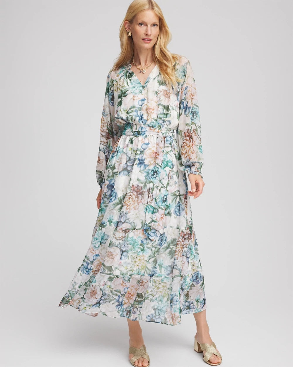 Chico's | Georgette Tie-Front Maxi Dress/ Ecru