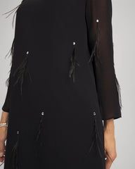 Chico's | Feathered Georgette Popover Dress/ Black