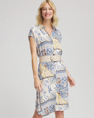 Chico's | Floral Patchwork Short Shirtdress/ Ecru