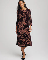 Chico's | Burnout Velvet Midi Dress/ Night Bloom