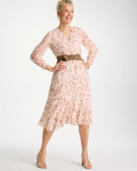 Chico's | Cheetah Georgette Tie Shirtdress/ Sweet Blossom