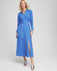 Chico's | Belted Split Hem Maxi Shirtdress/ Blue Pearl