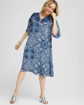 Chico's | Crepe Lace-Neck Dress/ Seaport Blue