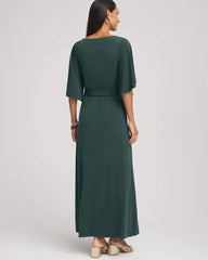 Chico's | Belted Flutter-Sleeve Maxi Dress/ Darkest Spruce