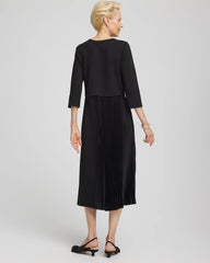 Chico's | Satin-Knit Pleated Maxi Dress/ Black