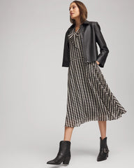 Chico's | Chiffon Clip-Dot Tie-Neck Dress/ Black