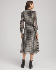 Chico's | Chiffon Clip-Dot Tie-Neck Dress/ Black