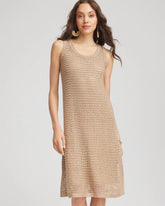 Chico's | Crochet-Knit Sequins Tank Dress/ Cafe Aroma