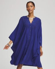 Chico's | Embellished Kaftan Dress/ Blue Casa