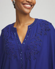 Chico's | Embellished Kaftan Dress/ Blue Casa