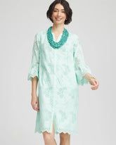 Chico's | Eyelet Cotton Voile Dress/ Teal Waters