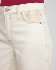 Chico's | Sea Salt High-Rise Frayed Jeans/ Natural Seeded