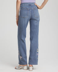 Chico's | Embroidered Pull-On Wide-Leg Jeans/ Soraya Indigo