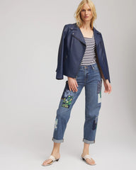 Chico's | Boyfriend Patchwork Cropped Jeans/ Whimsical Indigo