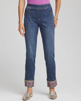Chico's | Embellished Pull-On Slim Ankle Jeggings/ Buttercup Indigo