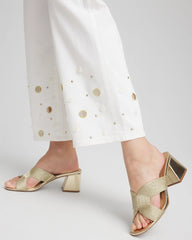 Chico's | Pull-On Embellished Straight-Leg Cropped Jeans/ Alabaster