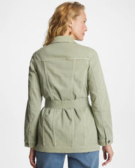 Chico's | Elongated Belted Denim Jacket/ Seagrass Green