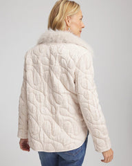 Chico's | Quilted Faux Fur Collar Jacket/ Cream