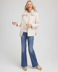 Chico's | Quilted Faux Fur Collar Jacket/ Cream