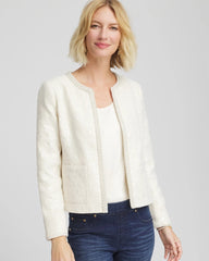 Chico's | Pearl Trim Tweed Jacket/ English Cream