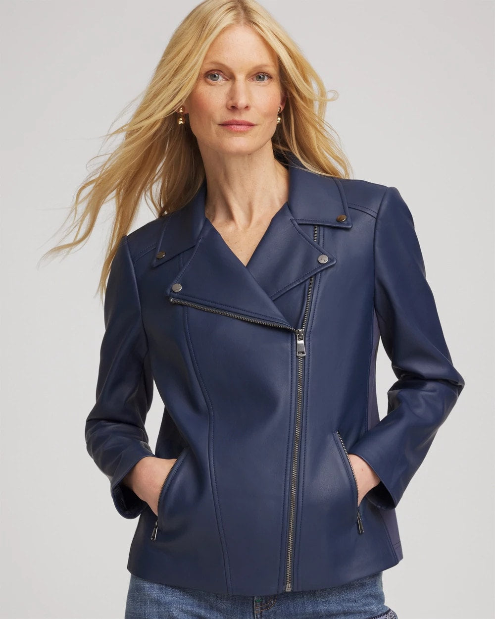 Chico's | Faux Leather Moto Jacket/ Pacific Rim