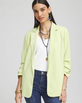 Chico's | Notched-Lapel Ruched Sleeve Blazer/ Frozen Lime
