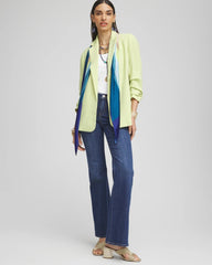 Chico's | Notched-Lapel Ruched Sleeve Blazer/ Frozen Lime
