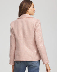 Chico's | Party Tweed Sequins Blazer/ Pink