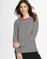 Chico's | Zenergy® Striped Jacquard Contrast Pullover Top/ Europa Pink