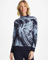 Chico's | Zenergy® Luxe Sketch Funnelneck Top/ Crystal Topaz