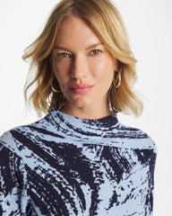 Chico's | Zenergy® Luxe Sketch Funnelneck Top/ Crystal Topaz