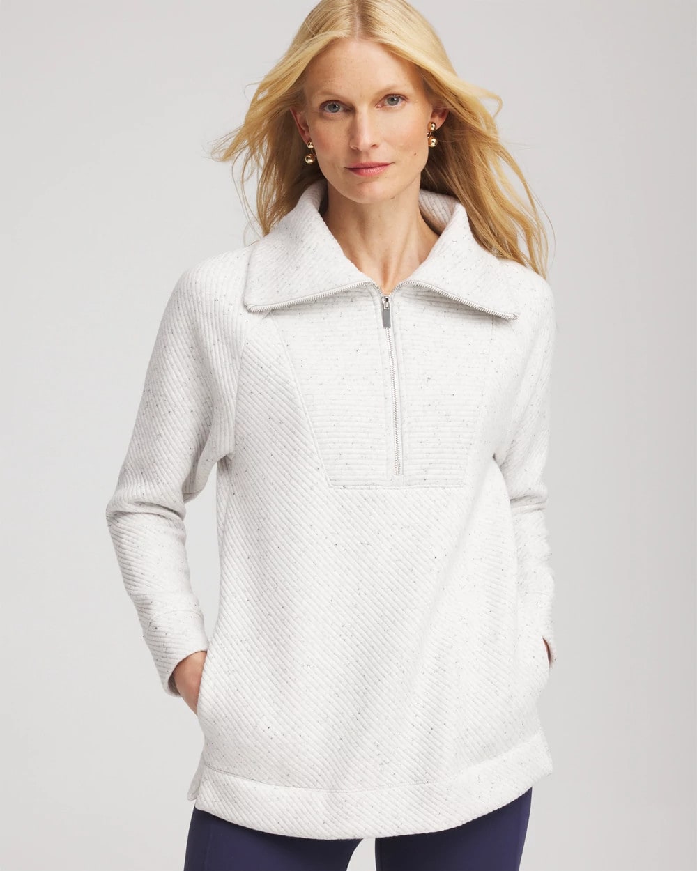Chico's | Zenergy® Textured Rib Tunic/ Light Heather Gray