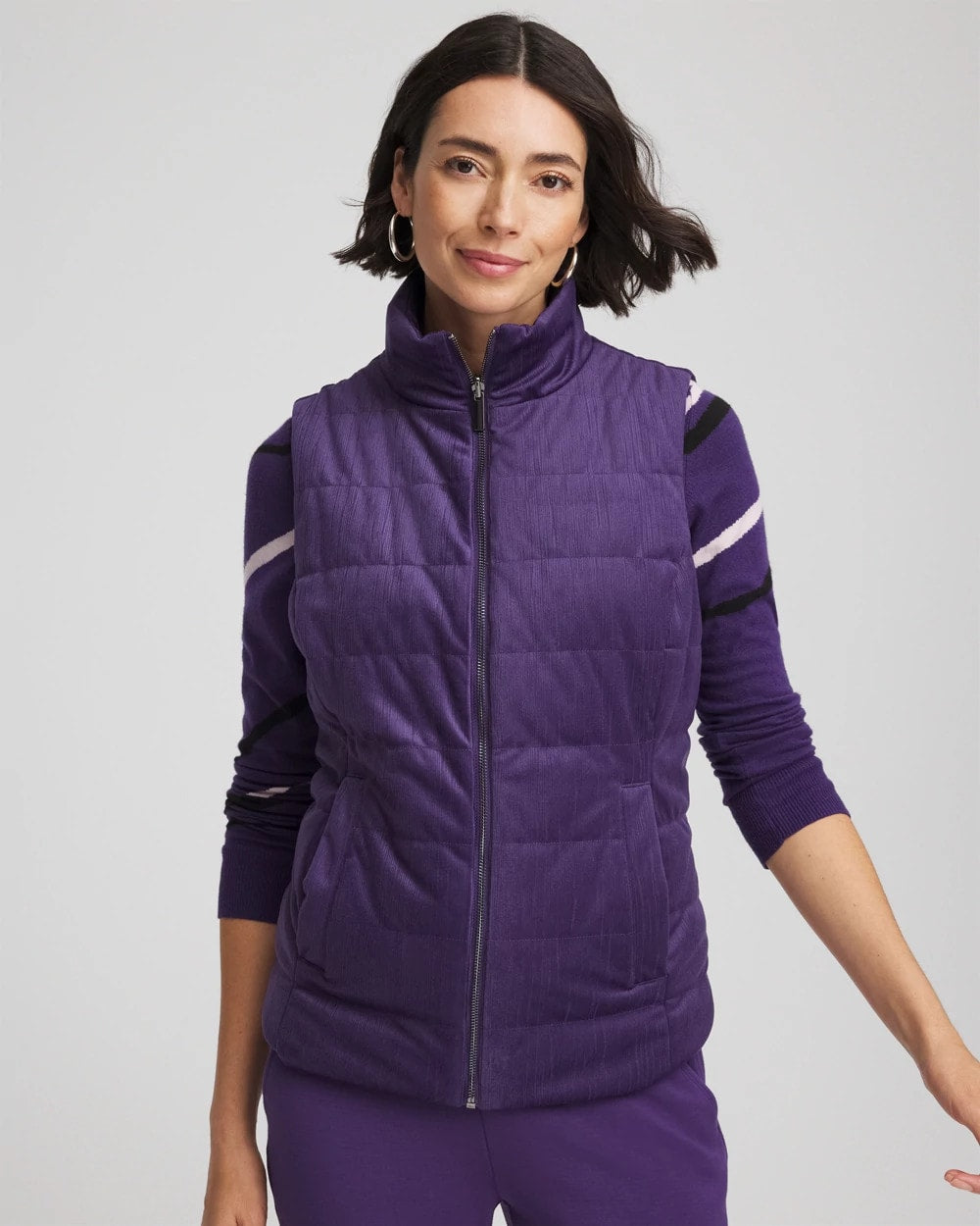 Chico's | Zenergy® Reversible Velvet Puffer Vest/ Purple Elixir