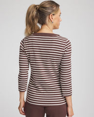 Chico's | Zenergy® Ribbed Striped Henley Tee/ Espresso