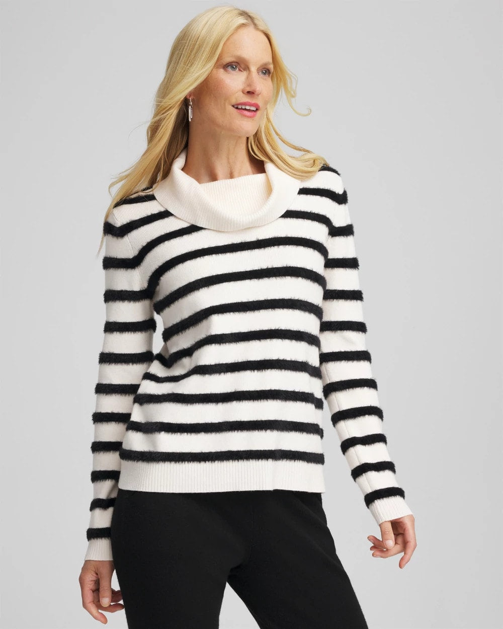 Chico's | Zenergy® Luxe Eyelash Striped Sweater/ Black
