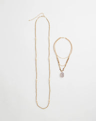 Chico's | Convertible Agate Pendant Necklace/ Neutral