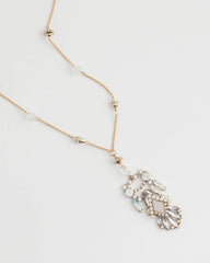 Chico's | Adjustable Opalescent Pendant Necklace/ Pink
