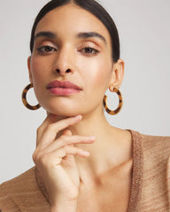 Chico's | Animal Wood Hoop Earrings/ Neutral