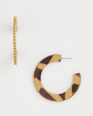 Chico's | Animal Wood Hoop Earrings/ Neutral