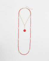 Chico's | Convertible Beaded Pendant Necklace/ Red