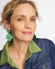 Chico's | Clover Drop On Post Earrings/ Green