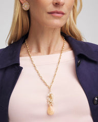 Chico's | Convertible Rose Quartz Pendant Necklace/ Pale Pink