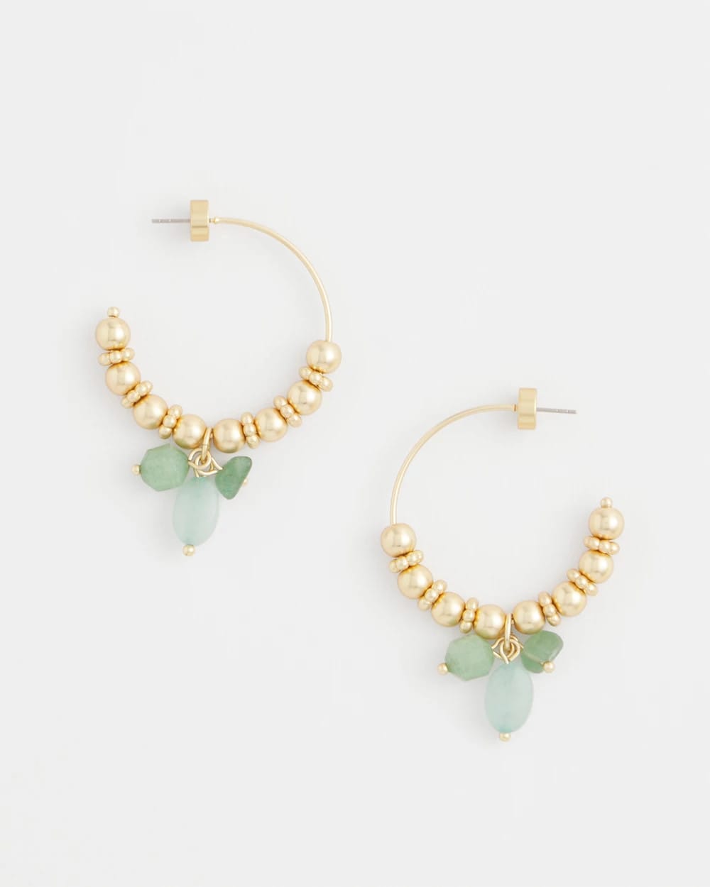 Chico's | No Droop® Gem Beaded Hoop Earrings/ Gold
