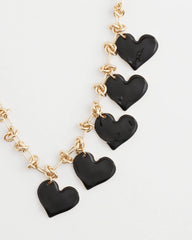 Chico's | Black Heart Drop Off Necklace/ Black