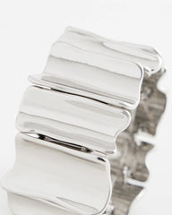Chico's | Silvertone Wave Stretch Cuff Bracelet/ Silver