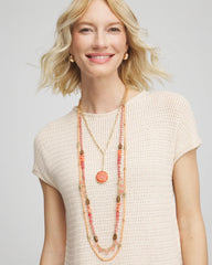 Chico's | Convertible Beaded Pendant Necklace/ Orange