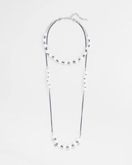 Chico's | Convertible White Stone Necklace/ Blue And White