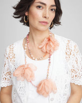 Chico's | Pink Floral Aventurine Long Single Necklace/ Pink