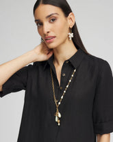 Chico's | Convertible Multi-Strand Jade & Faux Pearl Charm Necklace/ White/Gold