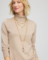 Chico's | Convertible Pink & Gold Beaded Necklace/ Pink